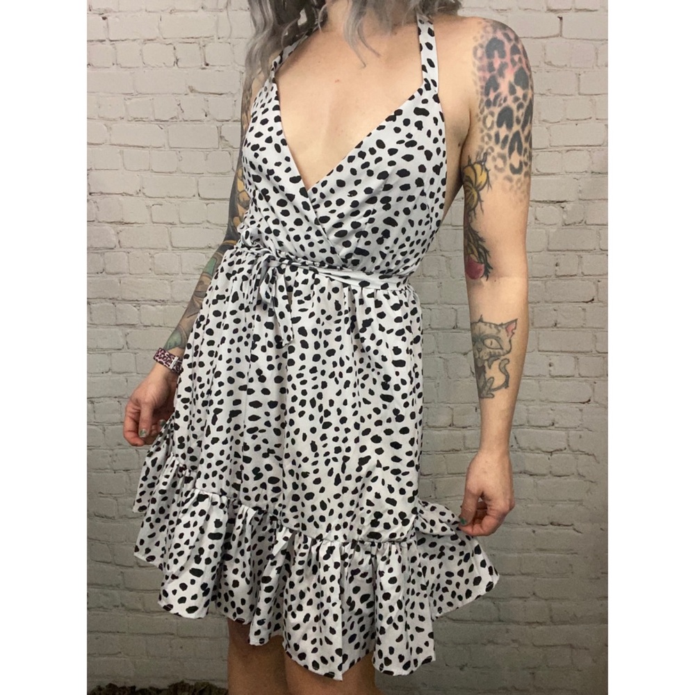 Animal print Ruffled halter Dress Small